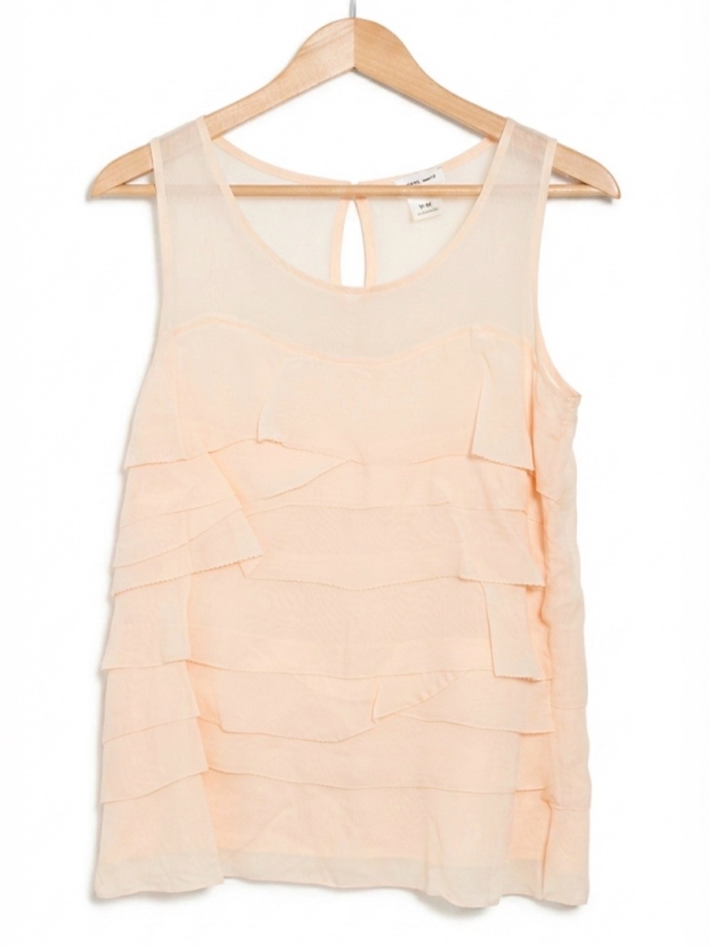 CLUB MONACO 100% Silk Peach Tiered Sleeveless Blouse – Size M